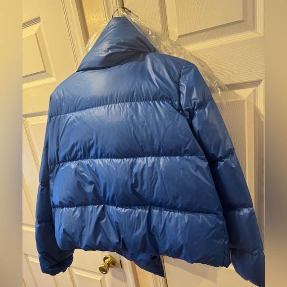 Bacon Pillow Collar asymmetrical puffer jacket Royal Blue L New with Tags - Picture 9 of 12